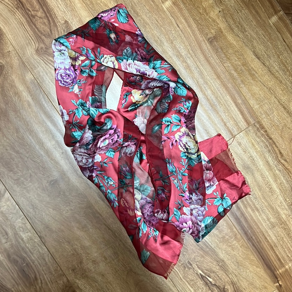 100% Silk floral scarf